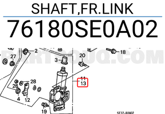 Honda 76180SE0A02 SHAFT,FR.LINK