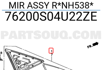 Honda 76200S04U22ZE MIR ASSY R*NH538*