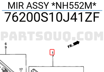 Honda 76200S10J41ZF MIR ASSY *NH552M*