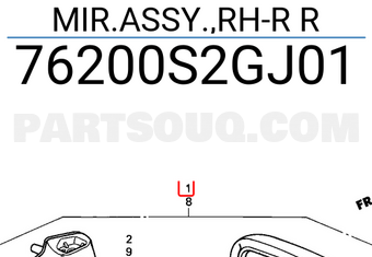 Honda 76200S2GJ01 MIR.ASSY.,RH-R R