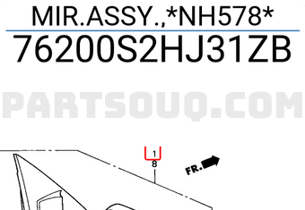 Honda 76200S2HJ31ZB MIR.ASSY.,*NH578*