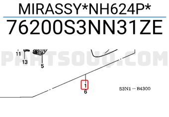 Honda 76200S3NN31ZE MIRASSY*NH624P*