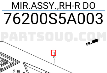 Honda 76200S5A003 MIR.ASSY.,RH-R DO