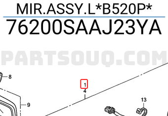 Honda 76200SAAJ23YA MIR.ASSY.L*B520P*