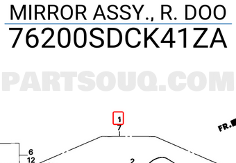 Honda 76200SDCK41ZA MIRROR ASSY., R. DOO