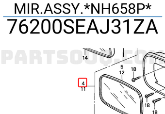 Honda 76200SEAJ31ZA MIR.ASSY.*NH658P*