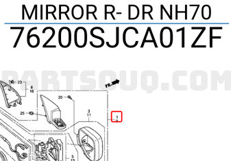Honda 76200SJCA01ZF MIRROR R- DR NH70