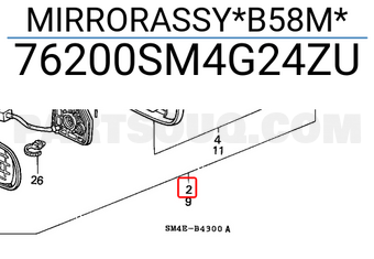 Honda 76200SM4G24ZU MIRRORASSY*B58M*