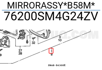 Honda 76200SM4G24ZV MIRRORASSY*B58M*