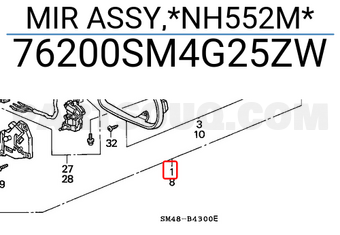 Honda 76200SM4G25ZW MIR ASSY,*NH552M*
