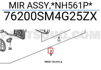 Honda 76200SM4G25ZX MIR ASSY,*NH561P*