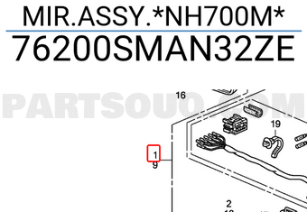 Honda 76200SMAN32ZE MIR.ASSY.*NH700M*