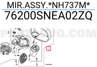 Honda 76200SNEA02ZQ MIR.ASSY.*NH737M*