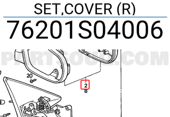 Honda 76201S04006 SET,COVER (R)