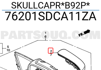 Honda 76201SDCA11ZA SKULLCAPR*B92P*
