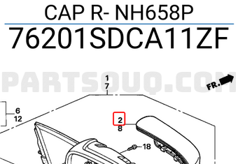 Honda 76201SDCA11ZF CAP R- NH658P