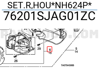Honda 76201SJAG01ZC SET.R,HOU*NH624P*