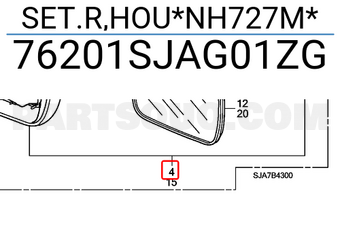 Honda 76201SJAG01ZG SET.R,HOU*NH727M*
