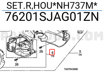 Honda 76201SJAG01ZN SET.R,HOU*NH737M*