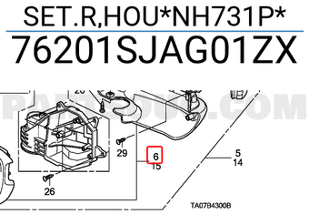 Honda 76201SJAG01ZX SET.R,HOU*NH731P*