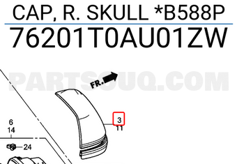 Honda 76201T0AU01ZW CAP, R. SKULL *B588P
