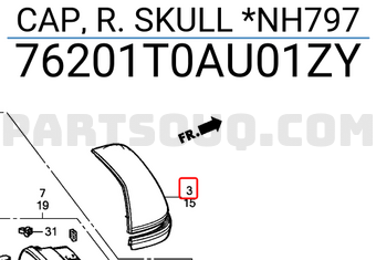 Honda 76201T0AU01ZY CAP, R. SKULL *NH797