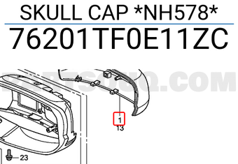 Honda 76201TF0E11ZC SKULL CAP *NH578*