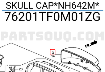 Honda 76201TF0M01ZG SKULL CAP*NH642M*