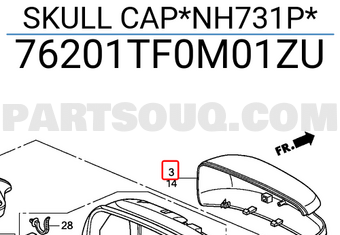 Honda 76201TF0M01ZU SKULL CAP*NH731P*