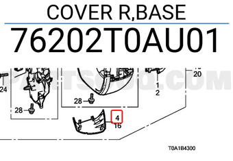 Honda 76202T0AU01 COVER R,BASE