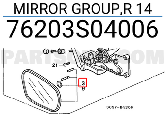 Honda 76203S04006 MIRROR GROUP,R 14