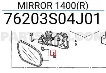 Honda 76203S04J01 MIRROR 1400(R)
