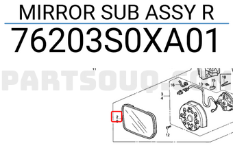 Honda 76203S0XA01 MIRROR SUB ASSY R