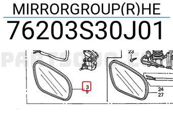 Honda 76203S30J01 MIRRORGROUP(R)HE