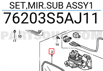 Honda 76203S5AJ11 SET,MIR.SUB ASSY1