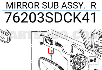 Honda 76203SDCK41 MIRROR SUB ASSY. R