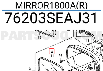Honda 76203SEAJ31 MIRROR1800A(R)