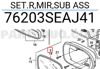 Honda 76203SEAJ41 SET.R,MIR,SUB ASS