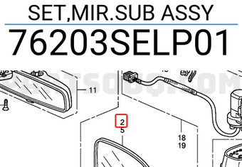 Honda 76203SELP01 SET,MIR.SUB ASSY