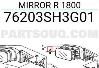 Honda 76203SH3G01 MIRROR R 1800