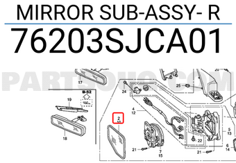 Honda 76203SJCA01 MIRROR SUB-ASSY- R