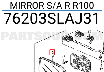 Honda 76203SLAJ31 MIRROR S/A R R100