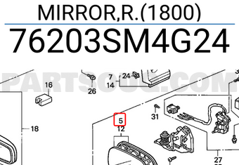 Honda 76203SM4G24 MIRROR,R.(1800)