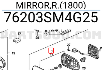 Honda 76203SM4G25 MIRROR,R.(1800)