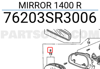 Honda 76203SR3006 MIRROR 1400 R