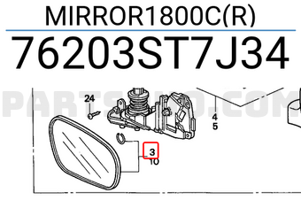 Honda 76203ST7J34 MIRROR1800C(R)