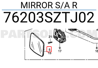 Honda 76203SZTJ02 MIRROR S/A R