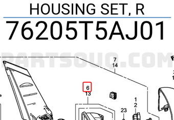 Honda 76205T5AJ01 HOUSING SET, R