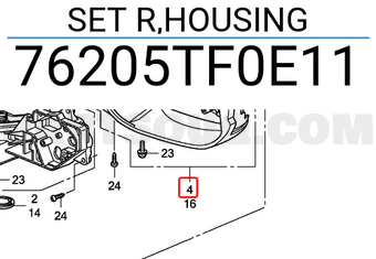 Honda 76205TF0E11 SET R,HOUSING