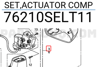Honda 76210SELT11 SET,ACTUATOR COMP